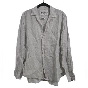 EUC Frank‎ & Eileen Eileen Linen Button Down Shirt Grey Floral Size M